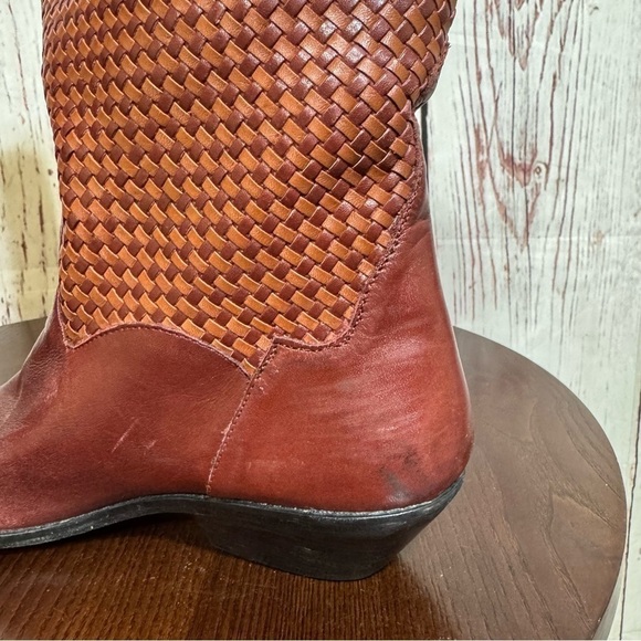 DINGO brown woven leather pointy women’s western boots Music Fest Ready! 9.5 GUC - Picture 3 of 16